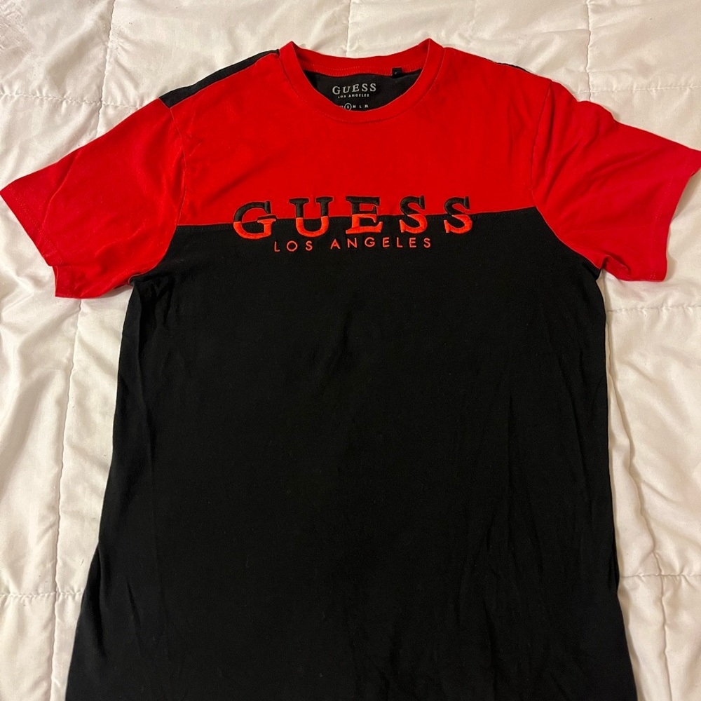 Guess Red and Black Short Sleeve Tees